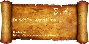 Dudás Agnéta névjegykártya